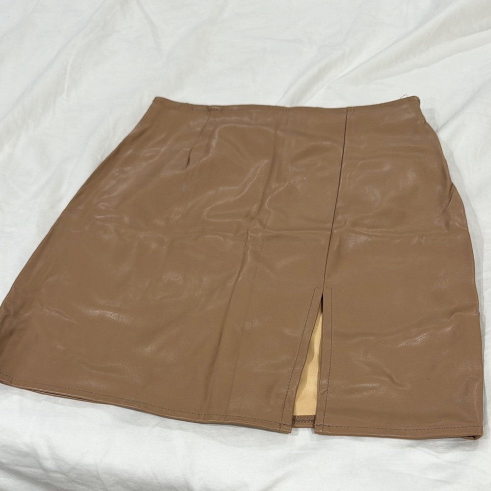 Brown Leather Mini Skirt
